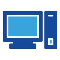 PC ordinateur icône ou logo illustration glyphe style vecteur