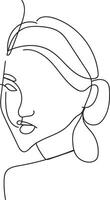 femme ligne art, fleur tête féminin illustration, femme visage avec fleurs doubler, minimaliste logo, ligne dessin, la nature biologique produits de beauté se maquiller, vecteur