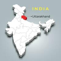 uttarakhand Etat carte emplacement dans Indien 3d isométrique carte. uttarakhand carte vecteur illustration