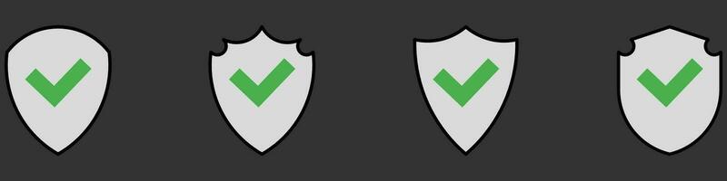 bouclier avec vérifier marque icône protection Vérifier icône vecteur