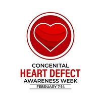 congénital cœur défaut conscience la semaine observé chaque année pendant février 7,14 . vecteur