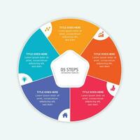 cercle rond cycle affaires infographie conception modèle avec 5 les options vecteur