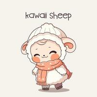 mignonne kawaii mouton dans hiver vêtements. vecteur
