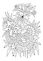 bouquet de abstrait noir blanc fleurs pour coloration. vecteur illustration. coloration page pour les enfants et adultes. art thérapie.
