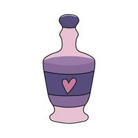 la magie bouteille avec l'amour potion. main tiré l'amour épeler la magie bouteille. vecteur illustration