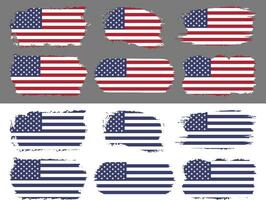 américain drapeau silhouette, grunge Etats-Unis drapeau ensemble vecteur, grunge, drapeau, silhouette, indépendance, juillet, 4e de juillet, 4e juillet, drapeau silhouette vecteur