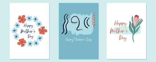 content de la mère journée. vacances salutation cartes. vecteur des illustrations pour couvertures et affiches. mignonne impressions pour mamans.