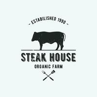 rétro ancien steak maison logo conception. logo pour entreprise, restaurant, étiqueter, badge. avec qualité Viande. vecteur
