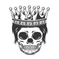 tête de prince de fils de crâne avec la conception de couronne sur le fond blanc. Halloween. logos ou icônes de tête de crâne. illustration vectorielle.