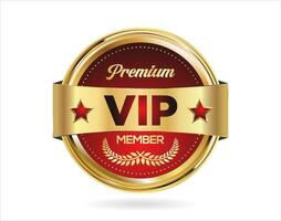 badge d'or d'adhésion premium vip sur fond blanc vecteur