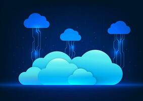 nuage La technologie le nuage est une système pour Les données stockage, cyber traitement, et prestations de service via le l'Internet. le des nuages sont superposé et connecté par technologique circuits. vecteur