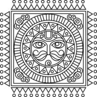 art de ligne vectoriel traditionnel et culturel indien rangoli, alpona, kolam ou paisley. art du Bengale en Inde. pour impression textile, logo, papier peint