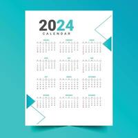 élégant 2024 Nouveau année mensuel calendrier modèle pour Bureau bureau ou mur vecteur