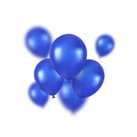 3d réaliste bleu content anniversaire des ballons en volant pour fête et célébrations vecteur