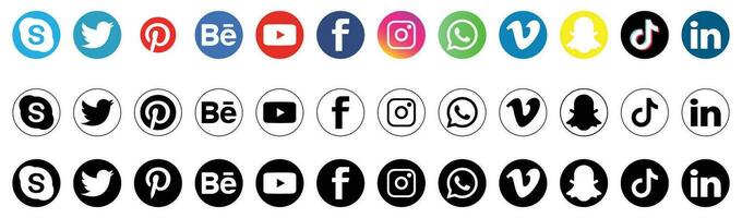 social médias logo Icônes isolé sur blanc vecteur