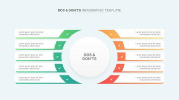 cercle rond dos et à ne pas faire, avantages et les inconvénients, contre, contre Comparaison infographie conception modèle vecteur