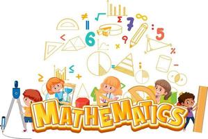 icône mathématique avec des enfants et des outils mathématiques vecteur