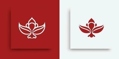 deux différent dessins pour une fleur sur rouge et blanc vecteur