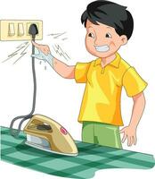 enfant en jouant avec électrique appareil vecteur illustration