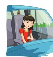 fille en voyageant dans le voiture vecteur illustration