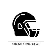 américain Football casque noir glyphe icône. Football gril uniforme élément. tête sécurité. coiffures accessoire. silhouette symbole sur blanc espace. solide pictogramme. vecteur isolé illustration