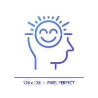 2d pixel parfait pente positif en pensant icône, isolé vecteur, mince ligne violet illustration représentant doux compétences. vecteur