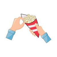 pop corn dans main illustration vecteur