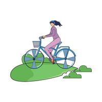 en jouant vélo dans jardin illustration vecteur