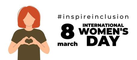 international femmes s journée concept vacances. 8 mars. campagne 2024 inspirer l’inclusion. modèle pour bannière, carte, affiche, Contexte. plat vecteur illustration