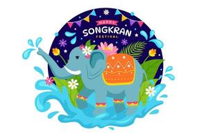 content Songkran Festival journée vecteur illustration avec des gamins en jouant l'eau pistolet dans Thaïlande fête dans nationale vacances plat dessin animé Contexte