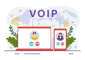 voip ou voix plus de l'Internet protocole vecteur illustration avec téléphonie schème La technologie et réseau téléphone appel Logiciel dans plat Contexte