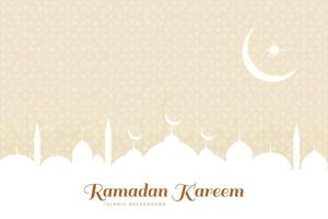 Ramadan kareem salutation carte avec mosquée et croissant vecteur