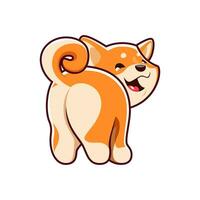 dessin animé kawaii shiba inu chien montrant dos, chiot vecteur