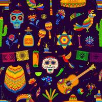 mexicain vacances, Festival objets sans couture modèle vecteur