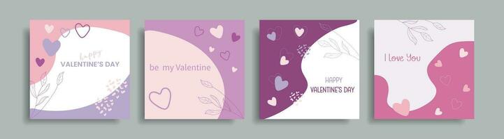 ensemble de mignonne Valentin cartes. cartes postales avec toutes nos félicitations pour la Saint-Valentin journée. endroit pour texte. vecteur