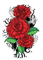 vieux école coloré Rose tatouage conception vecteur