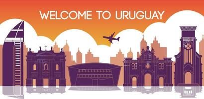 Uruguay célèbre Repères silhouette style vecteur