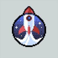 pixel art illustration espace fusée. pixélisé fusée. espace fusée avion pixélisé pour le pixel art Jeu et icône pour site Internet et vidéo jeu. vieux école rétro. vecteur