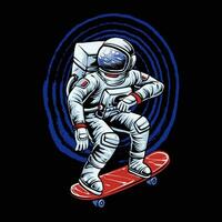 faire de la planche à roulettes astronaute balade vecteur illustration