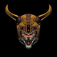 viking tigre casque vecteur illustration