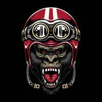 gorille moto casque vecteur illustration
