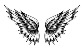 vecteur ancien ange aile tatouage illustration