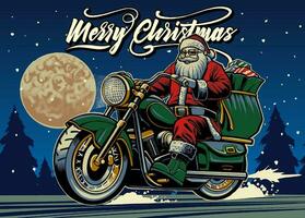 Père Noël claus équitation moto illustration vecteur