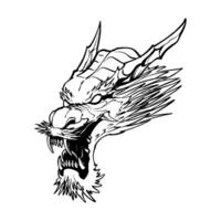 dragon tête ligne art illustration prime vecteur