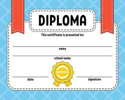 modèle de certificat de diplôme. pour l'école et la maternelle. pour les enfants et les enfants. illustration vectorielle. vecteur