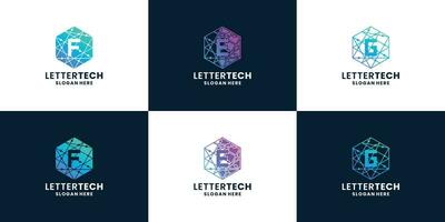 moderne La technologie lettre e F g logo collection vecteur