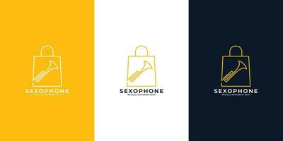 saxophone magasin logo conception modèle minimaliste nettoyer vecteur