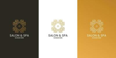 féminin beauté salon et spa logo conception. fleur ornement pour salon spa et l'image de marque vecteur