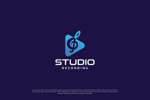 la musique logo conception. studio enregistrement, l'audio, du son icône modèle. vecteur