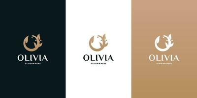 Olivier, olive pétrole logo conception pour cosmétique et beauté se soucier vecteur